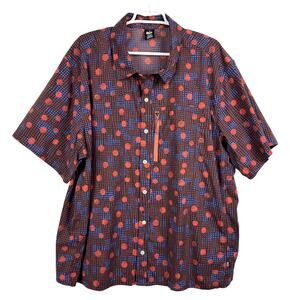 REI Co-Op Mens Trailmade Shirt XXL Dots Orange Blue Stretch Short Sleeve Outdoor